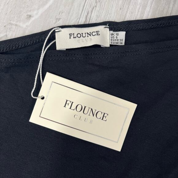 Flounce Club London Basic Plain One Shoulder Black Thong Bodysuit Sleeveless 6 - Picture 3 of 10